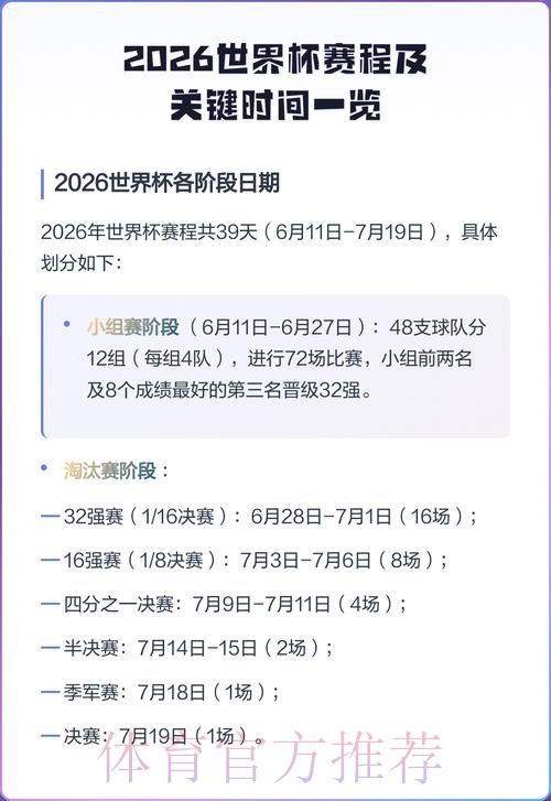 2026世界杯每日赛程一览赛事详情查询入口